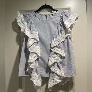 English Factory Stripe Ruffle Top